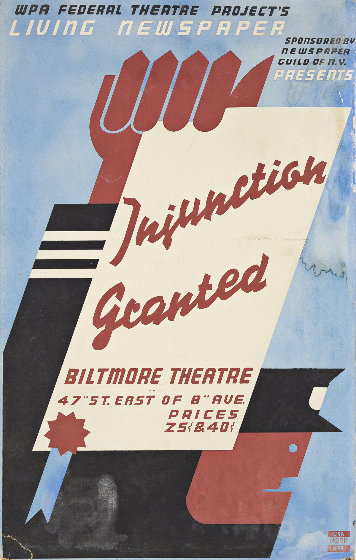 HARRY HERZOG (DATES UNKNOWN) Injunction Granted / WPA Federal Theatre Projects Living Newspaper.
